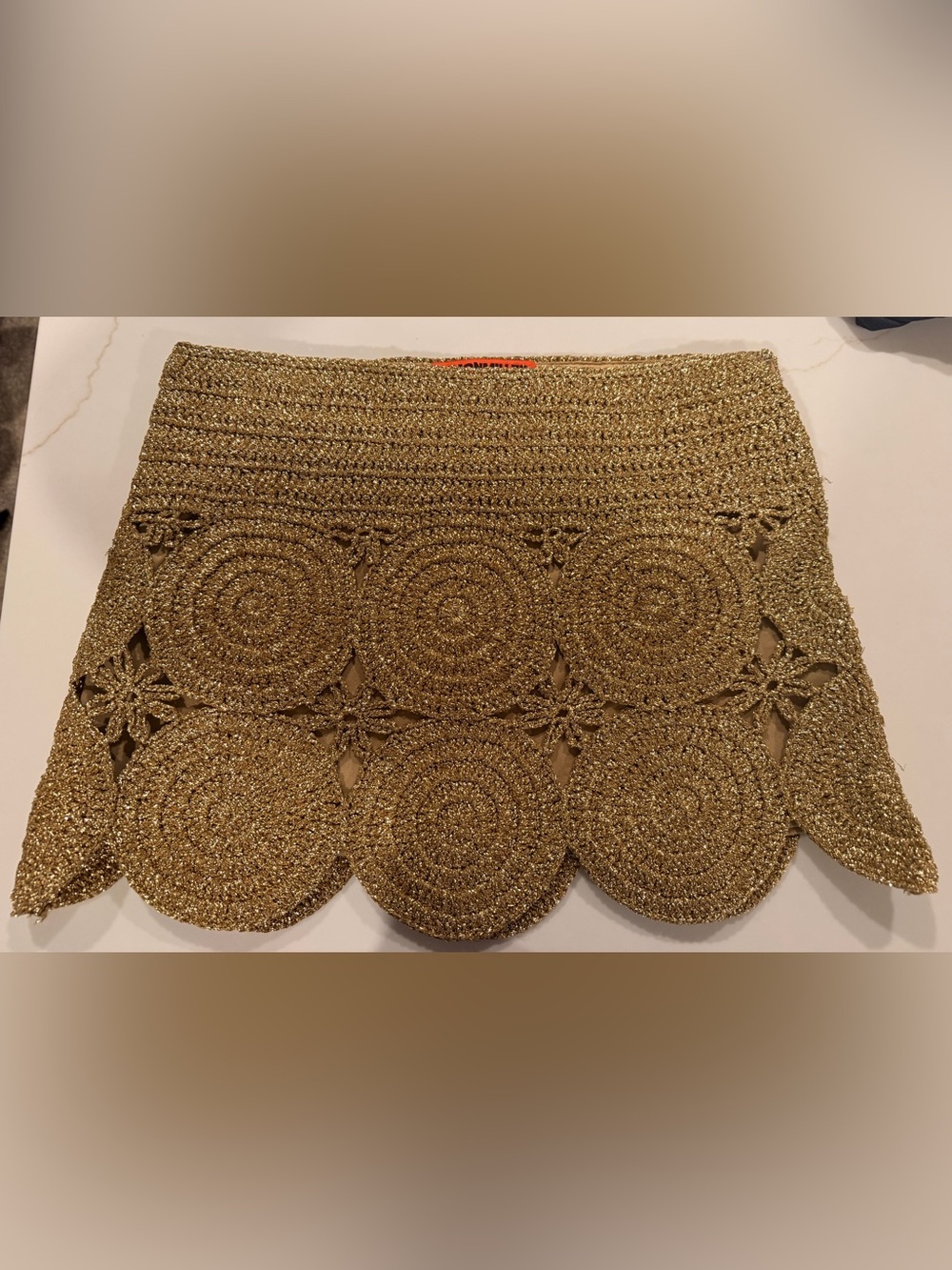 Simon Miller Beep Beep Gold Crochet Scalloped Mini Skirt XS - Picture 7 of 7